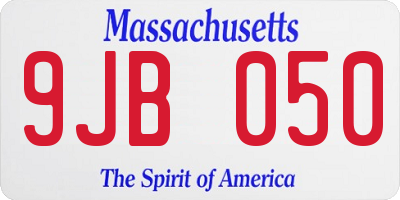 MA license plate 9JB050
