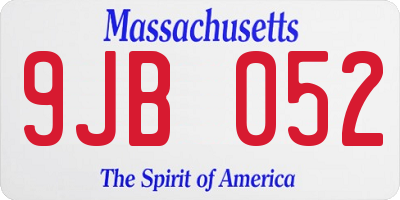 MA license plate 9JB052