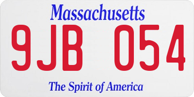 MA license plate 9JB054