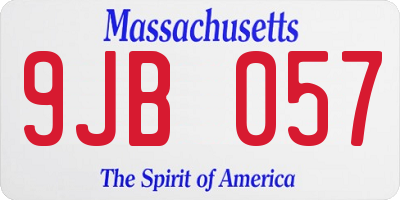 MA license plate 9JB057