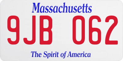 MA license plate 9JB062