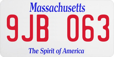 MA license plate 9JB063