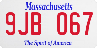 MA license plate 9JB067