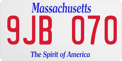 MA license plate 9JB070