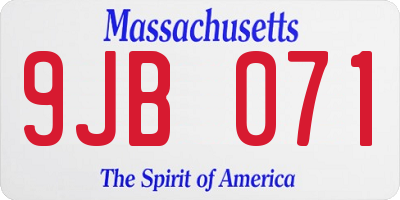 MA license plate 9JB071