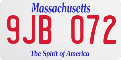 MA license plate 9JB072