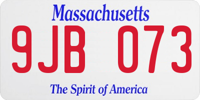 MA license plate 9JB073