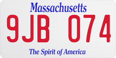 MA license plate 9JB074