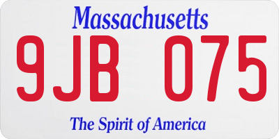 MA license plate 9JB075