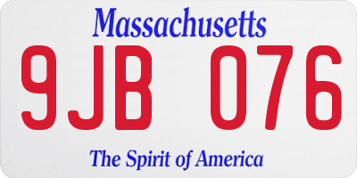 MA license plate 9JB076