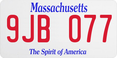 MA license plate 9JB077