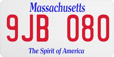 MA license plate 9JB080