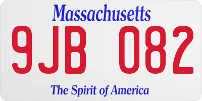 MA license plate 9JB082