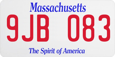 MA license plate 9JB083