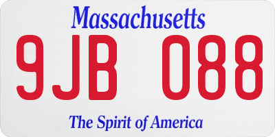 MA license plate 9JB088