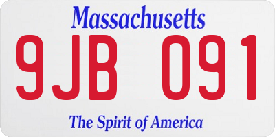 MA license plate 9JB091