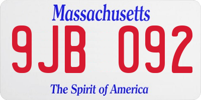 MA license plate 9JB092