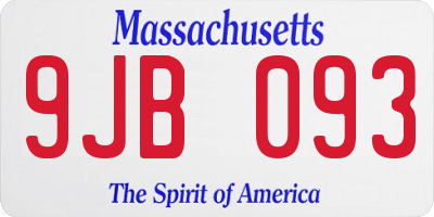 MA license plate 9JB093