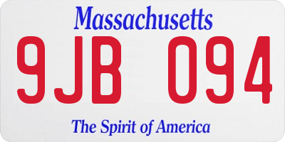 MA license plate 9JB094