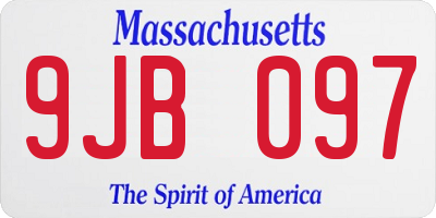 MA license plate 9JB097