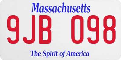 MA license plate 9JB098