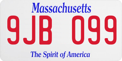 MA license plate 9JB099