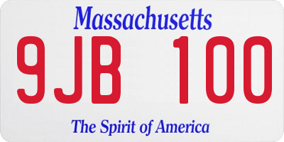 MA license plate 9JB100