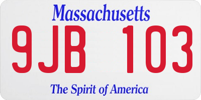 MA license plate 9JB103