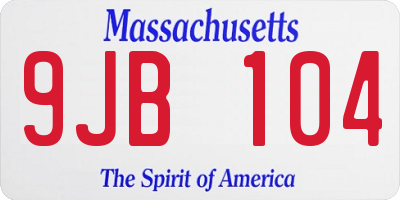 MA license plate 9JB104