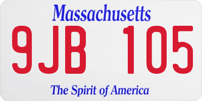 MA license plate 9JB105