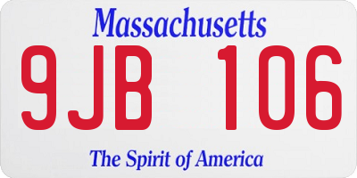 MA license plate 9JB106