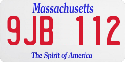 MA license plate 9JB112