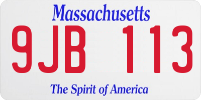 MA license plate 9JB113
