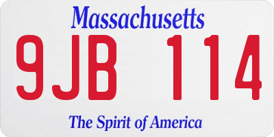 MA license plate 9JB114