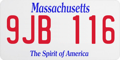 MA license plate 9JB116