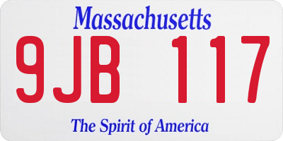 MA license plate 9JB117