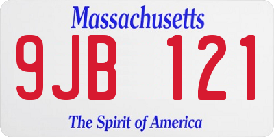 MA license plate 9JB121