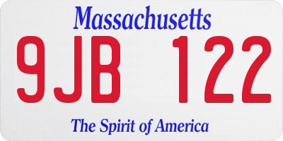 MA license plate 9JB122
