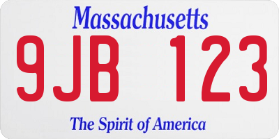 MA license plate 9JB123