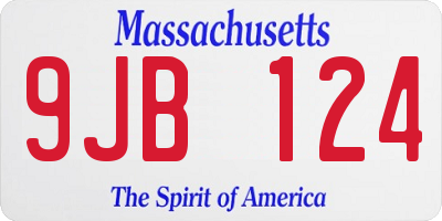 MA license plate 9JB124