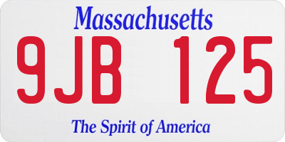 MA license plate 9JB125