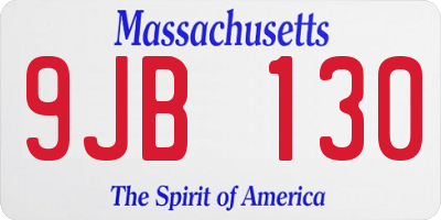 MA license plate 9JB130