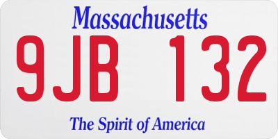 MA license plate 9JB132