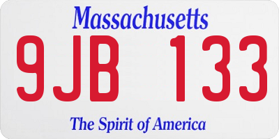 MA license plate 9JB133