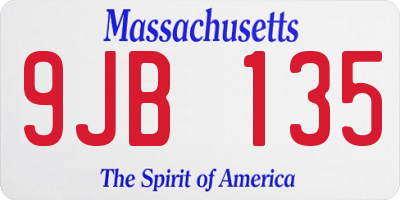 MA license plate 9JB135