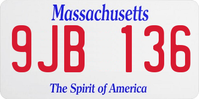 MA license plate 9JB136