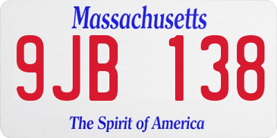 MA license plate 9JB138
