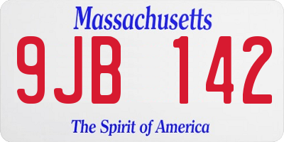 MA license plate 9JB142