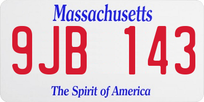 MA license plate 9JB143
