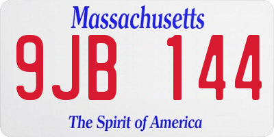 MA license plate 9JB144